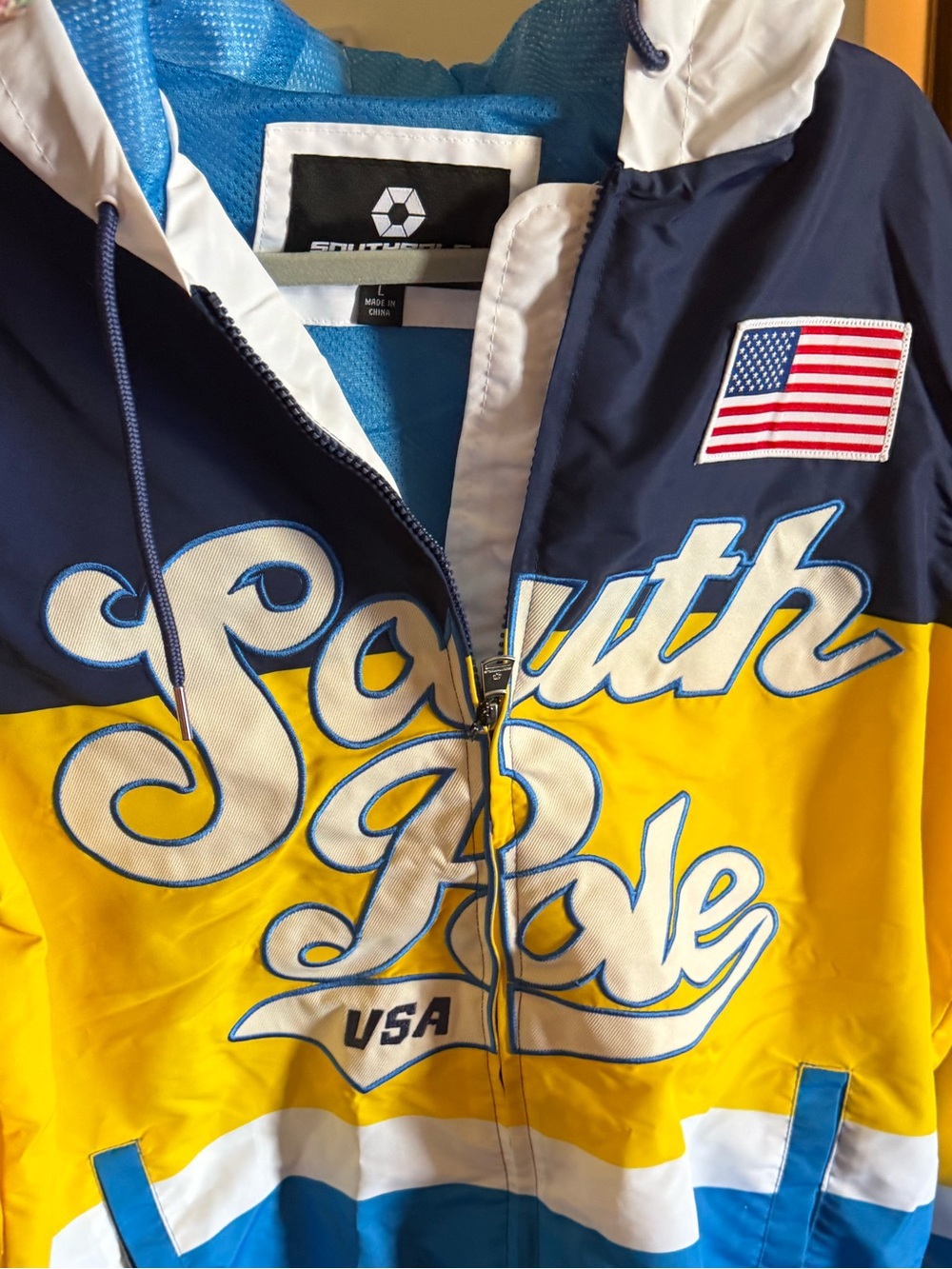 Unisex South Pole Colorblock Windbreaker Jacket - Blue/Yellow/White